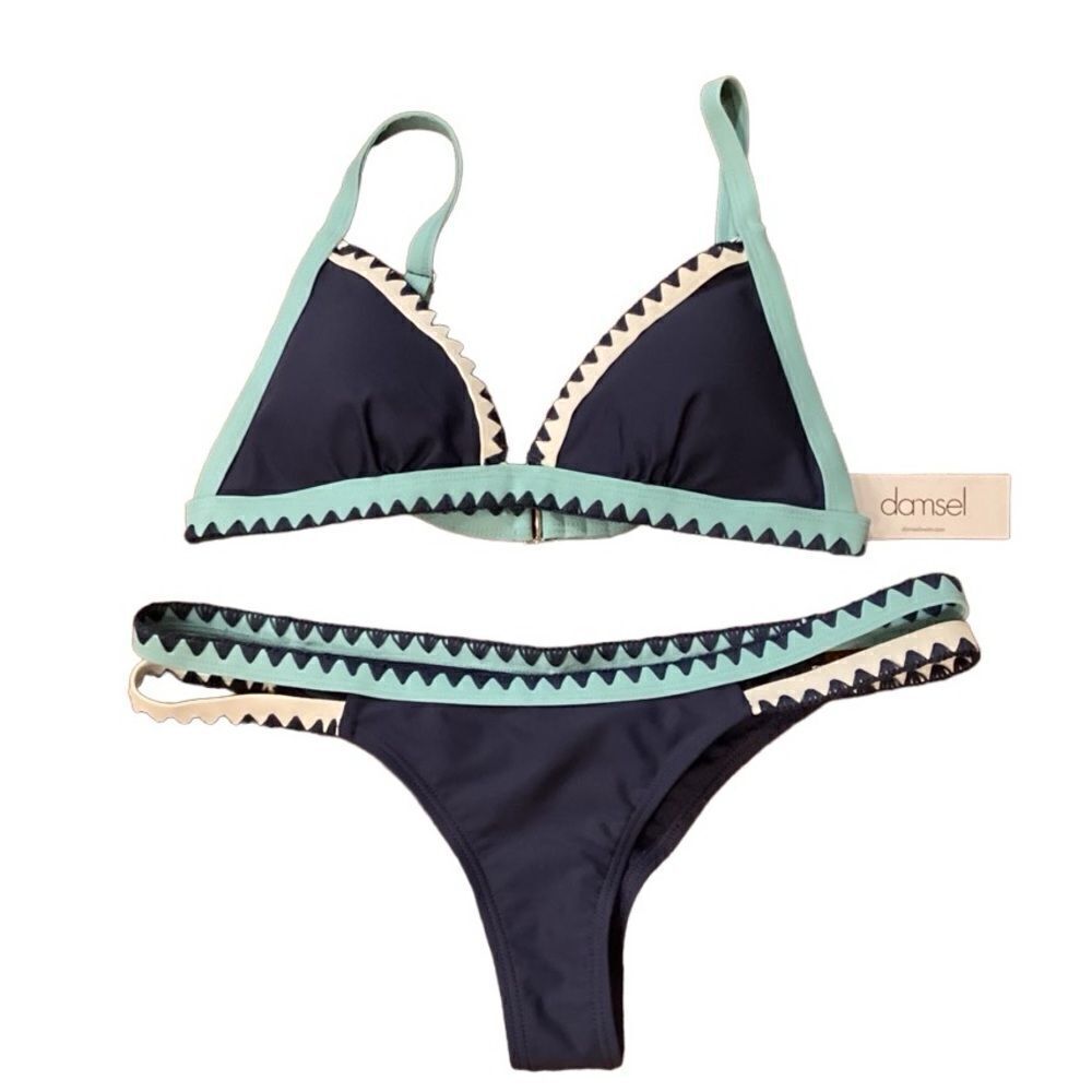 NWT Damsel Triangle Embroidered Bikini M